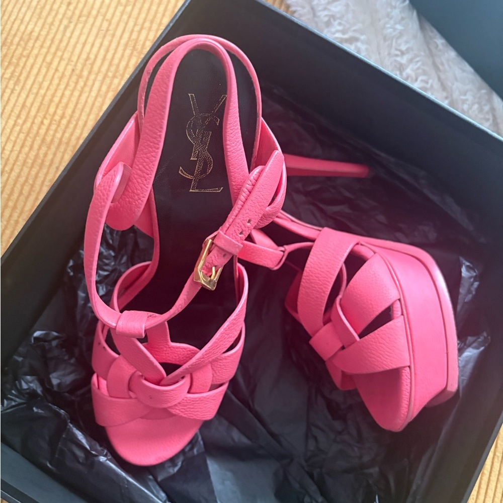 Saint Laurent Pink Strappy Heels